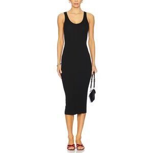 ENZA COSTA Silk Knit Midi Tank Dress Womens Small Black Quiet Luxury Minimal NEW